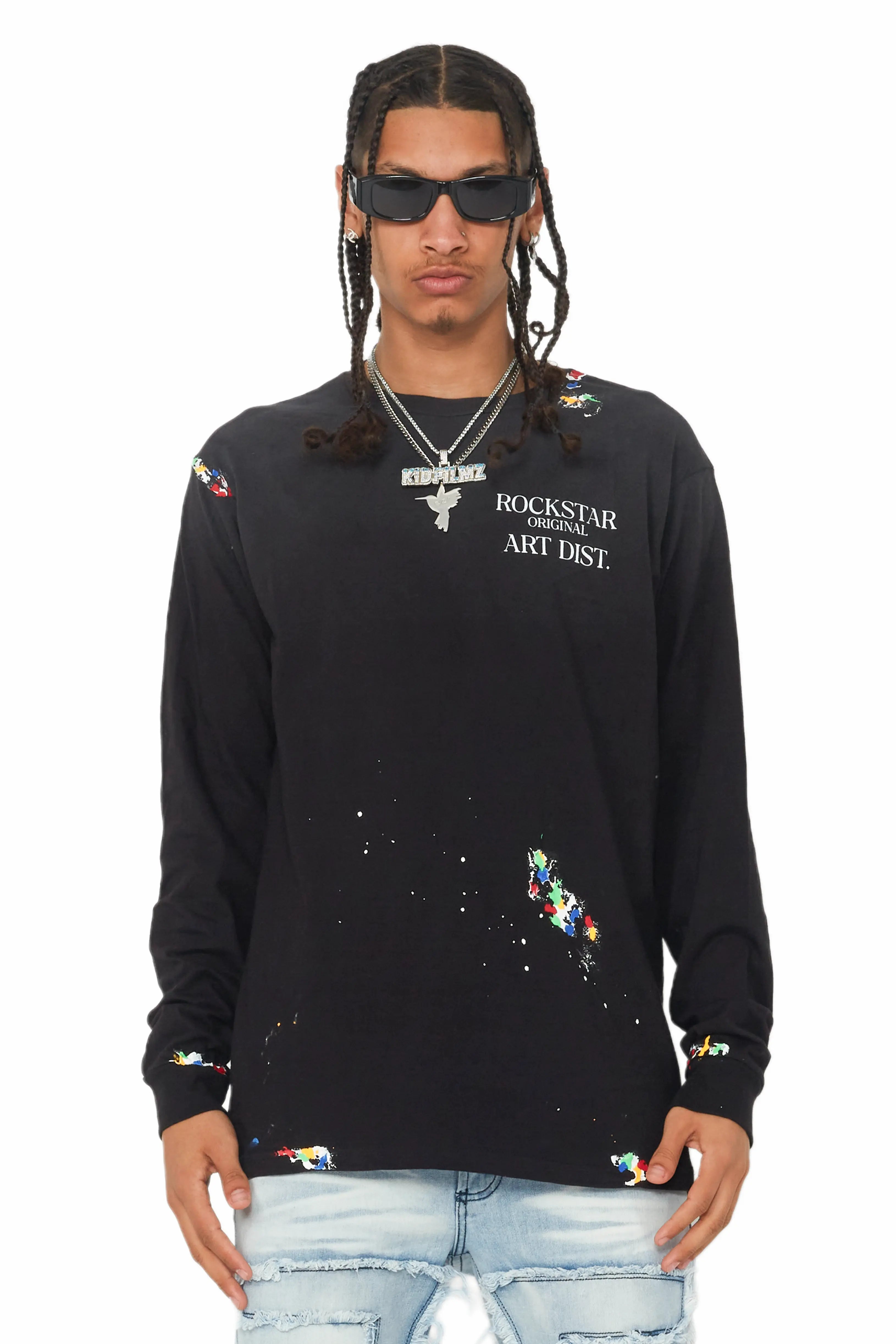 Stylish Fit Palmer Black Long Sleeve T-Shirt