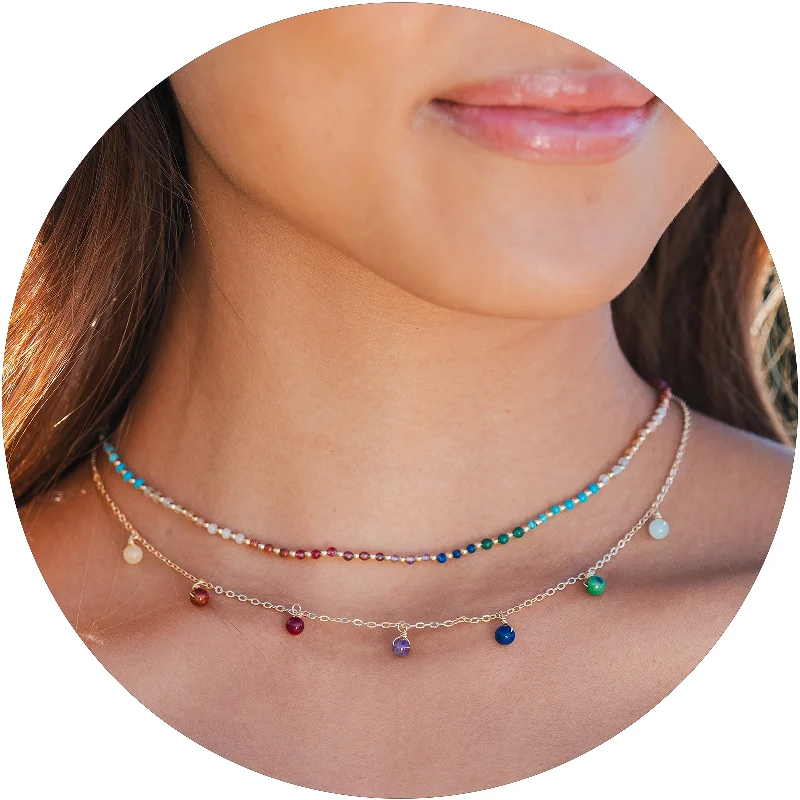 Simple And Comfortable Divine Healer 2mm + Dewdrop Necklace Stack