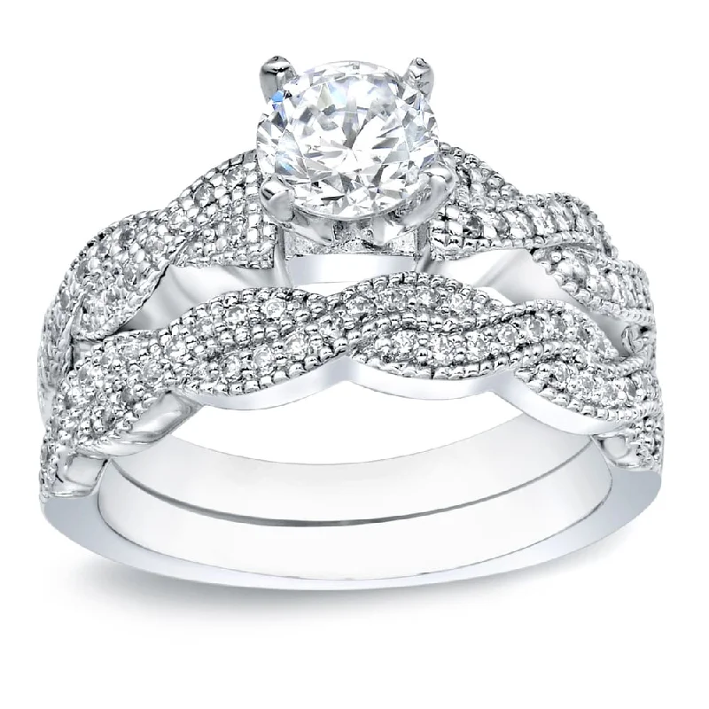 Classic Color Auriya Platinum 1ct TDW Certified Round-cut Diamond Engagement Ring Bridal Set Classic Color Auriya Platinum 1ct TDW Certified Round-cut Diamond Engagement Ring Bridal Set