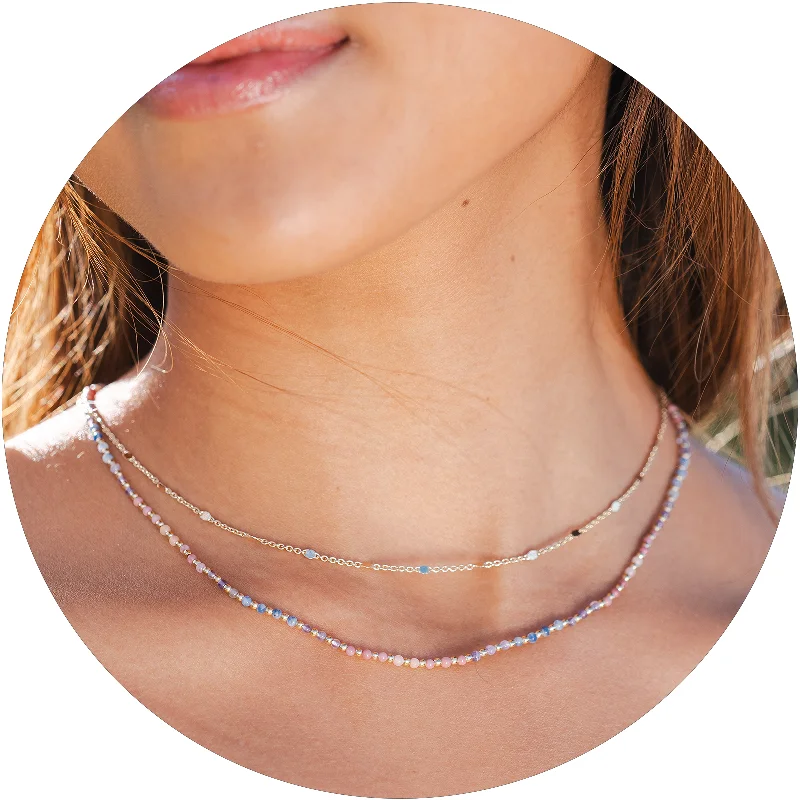 Eye-catching Personality Energy Healer 2mm + Circles in the Sand Necklace Stack