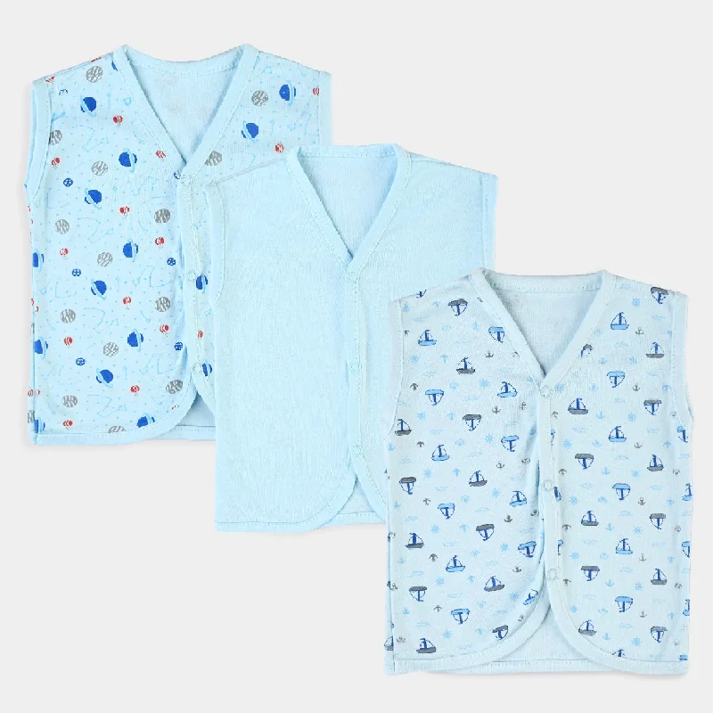 Simple Solid Color Baby Cotton Printed Vest 3Pcs Set