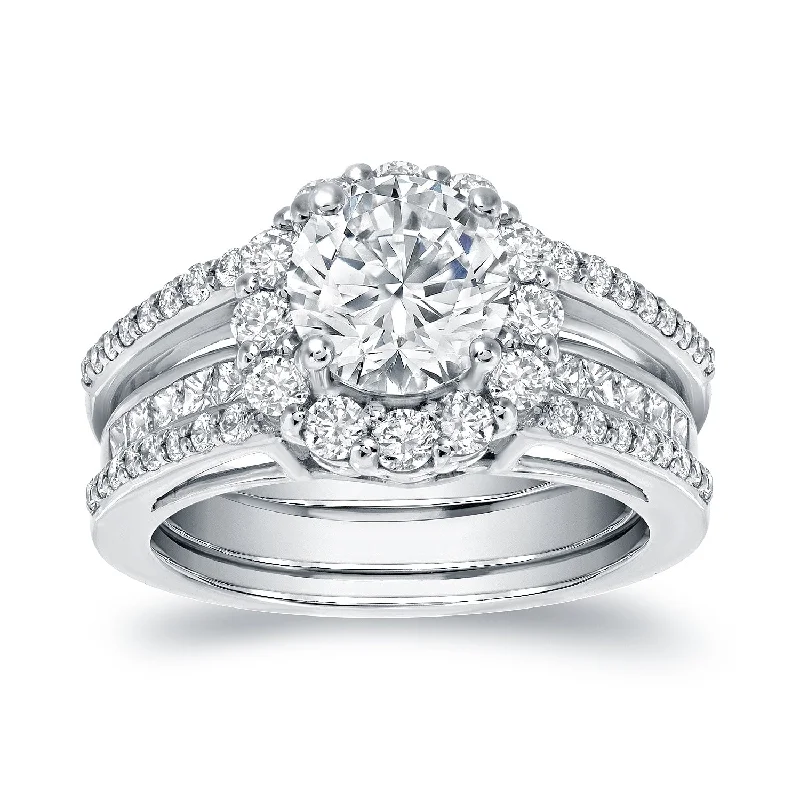 Versatile Items Auriya 14k Gold 2 carat TW Round Halo Insert Diamond Engagement Ring Bridal Set Versatile Items Auriya 14k Gold 2 carat TW Round Halo Insert Diamond Engagement Ring Bridal Set