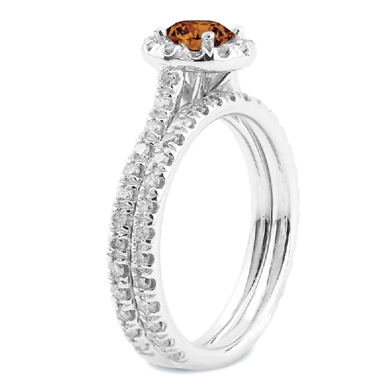 New Autumn And Winter Styles Auirya 1ct TDW Round Split Shank Brown Diamond Halo Engagement Ring Set 14k Gold New Autumn And Winter Styles Auirya 1ct TDW Round Split Shank Brown Diamond Halo Engagement Ring Set 14k Gold