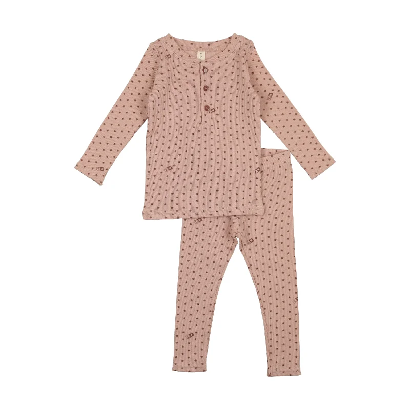 Fashionable Items Ribbed Star Lounge Set