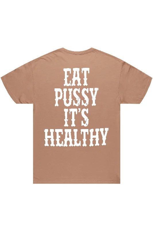 Designer Style Posse Tan/White Graphic T-Shirt