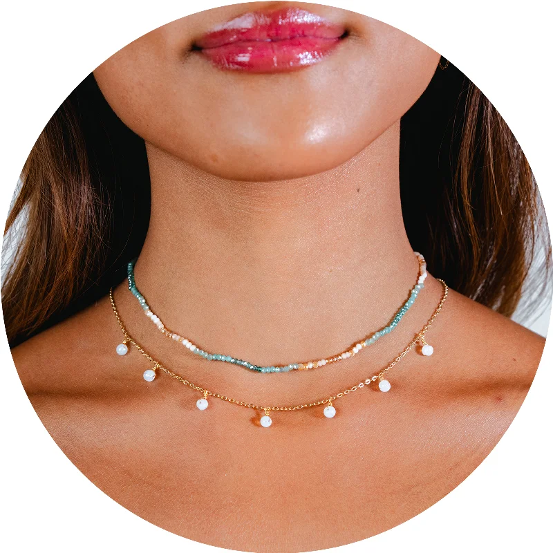 Elegant Casuals I Am Divine Goddess + Moon Dancer Dewdrop Necklace Stack