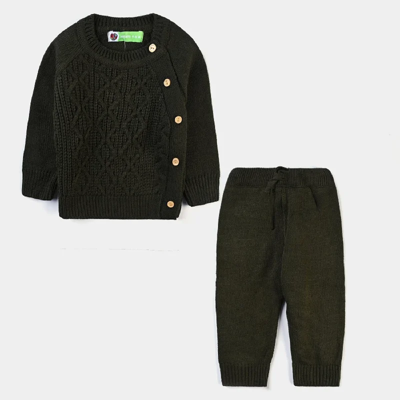 Casual And Comfortable Infant Boys Sweater Knit 2PC Suit Fisherman Cable-Olive