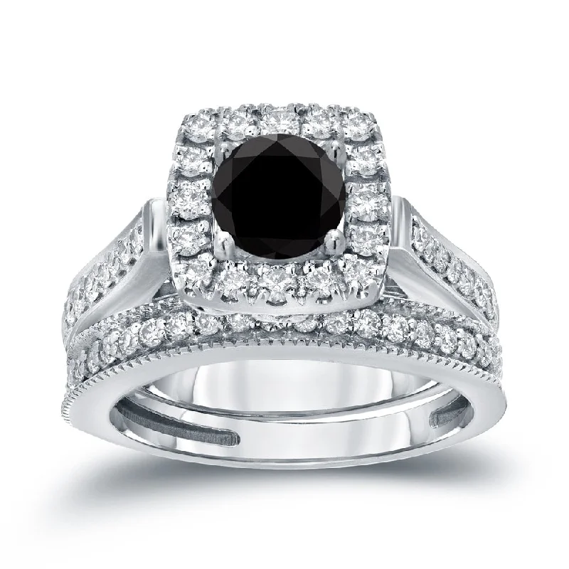 Comfortable And Cold-proof Auriya Vintage 1ctw Round Halo Black Diamond Engagement Ring Set 14k Gold Comfortable And Cold-proof Auriya Vintage 1ctw Round Halo Black Diamond Engagement Ring Set 14k Gold