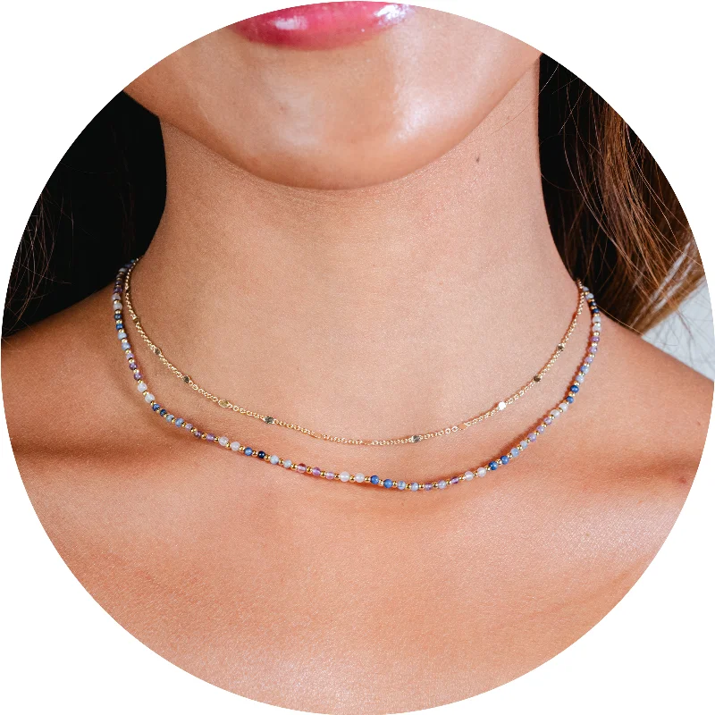 Smart Comfort Wear Master Manifestor 2mm Healing + Circles in the Sand Necklace Stack