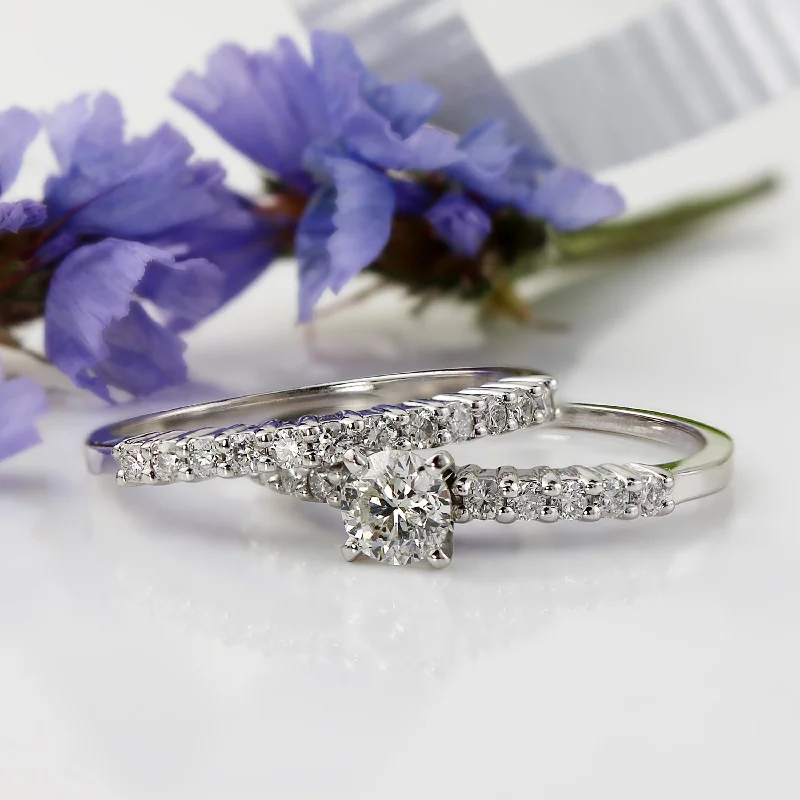 Personalized Clothing Auriya 14k Gold 1/2ctw Round Diamond Engagement Ring Set