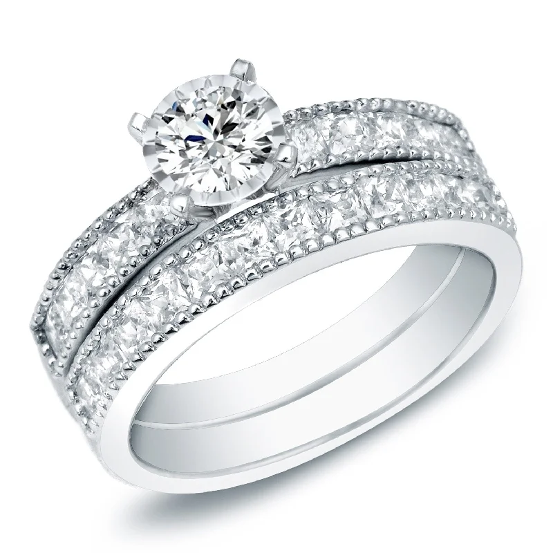 Comfortable Fashion Auriya 1 1/4ctw Round Diamond Engagement Ring Set 14k Gold Channel-set Comfortable Fashion Auriya 1 1/4ctw Round Diamond Engagement Ring Set 14k Gold Channel-set