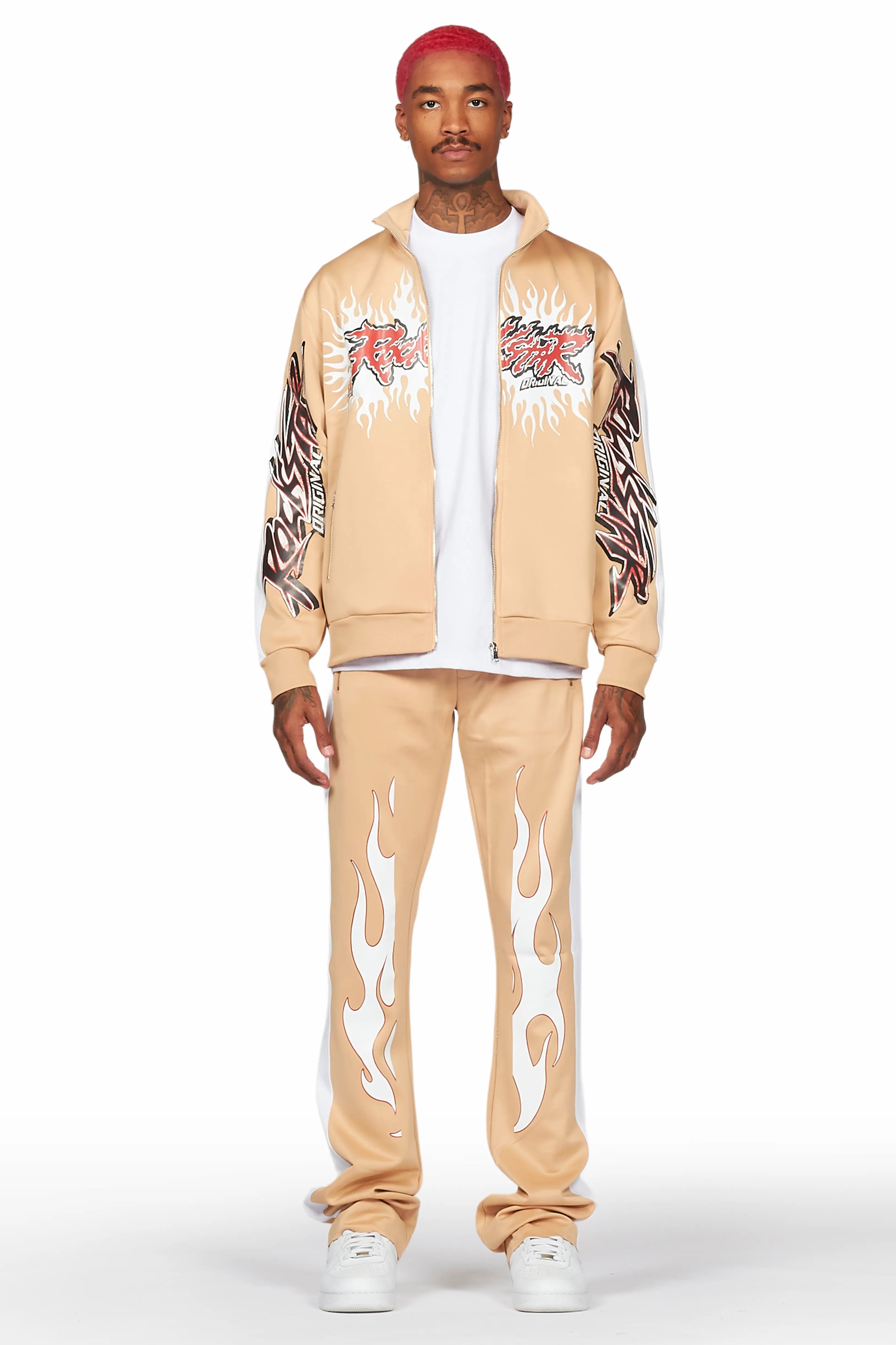 Sports Cool Tidus Beige Tricot Stacked Flare Track Set