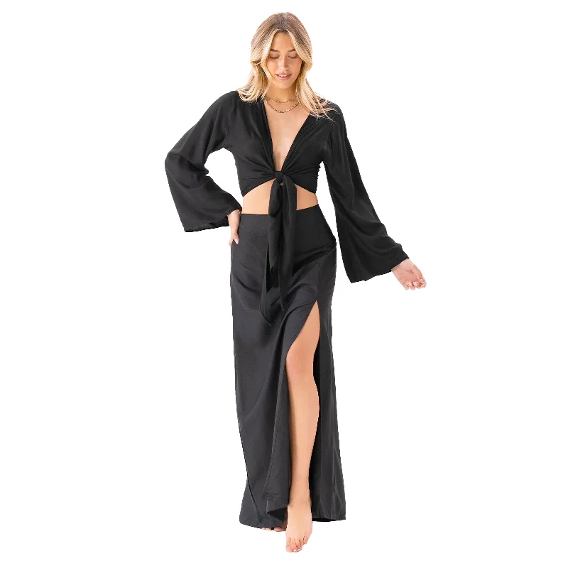 Slim Fit Black Daydreamer + Rayon Maxi Skirt Set