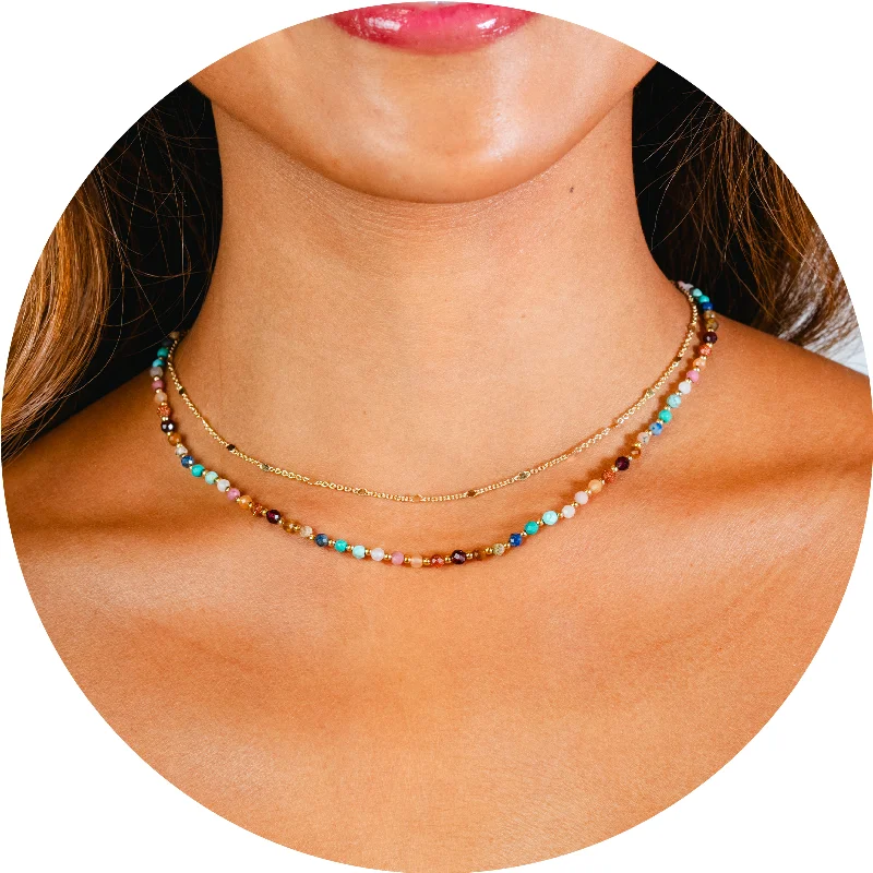 Casual Fit Wear Master Healer 3mm Healing + Circles in the Sand Necklace Stack
