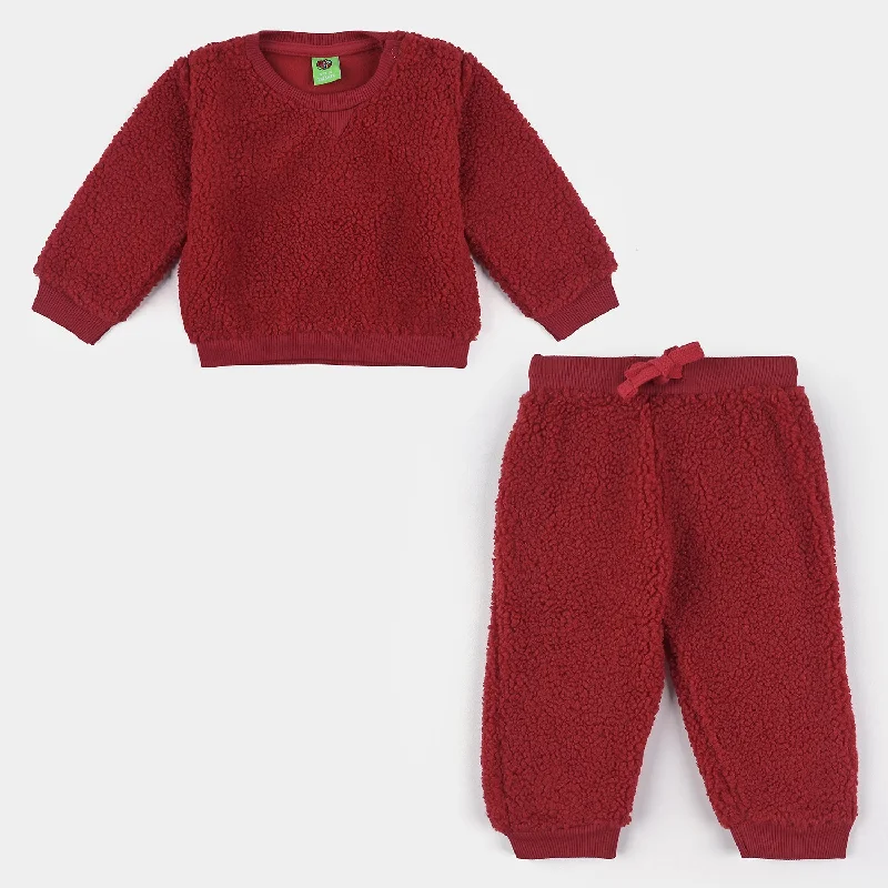 Minimalism Infant Boys Sherpa Suit-Maroon