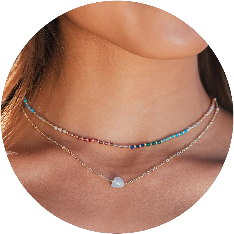 Retro Fashion Divine Healer + Aquamarine Necklace Stack