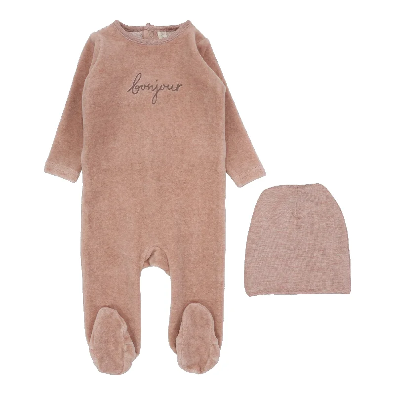 New Products Velour Bonjour Footie Set