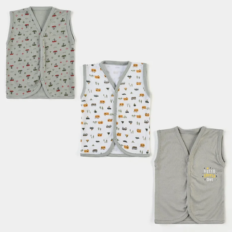 Knowledge And Elegance Baby Cotton Printed Vest 3Pcs Set