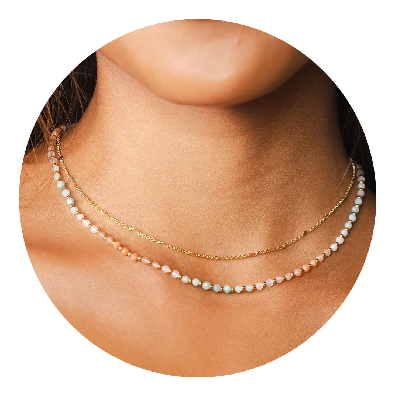 Street Fashion Positive Energy 3mm Healing + Circles in the Sand Necklace Stack