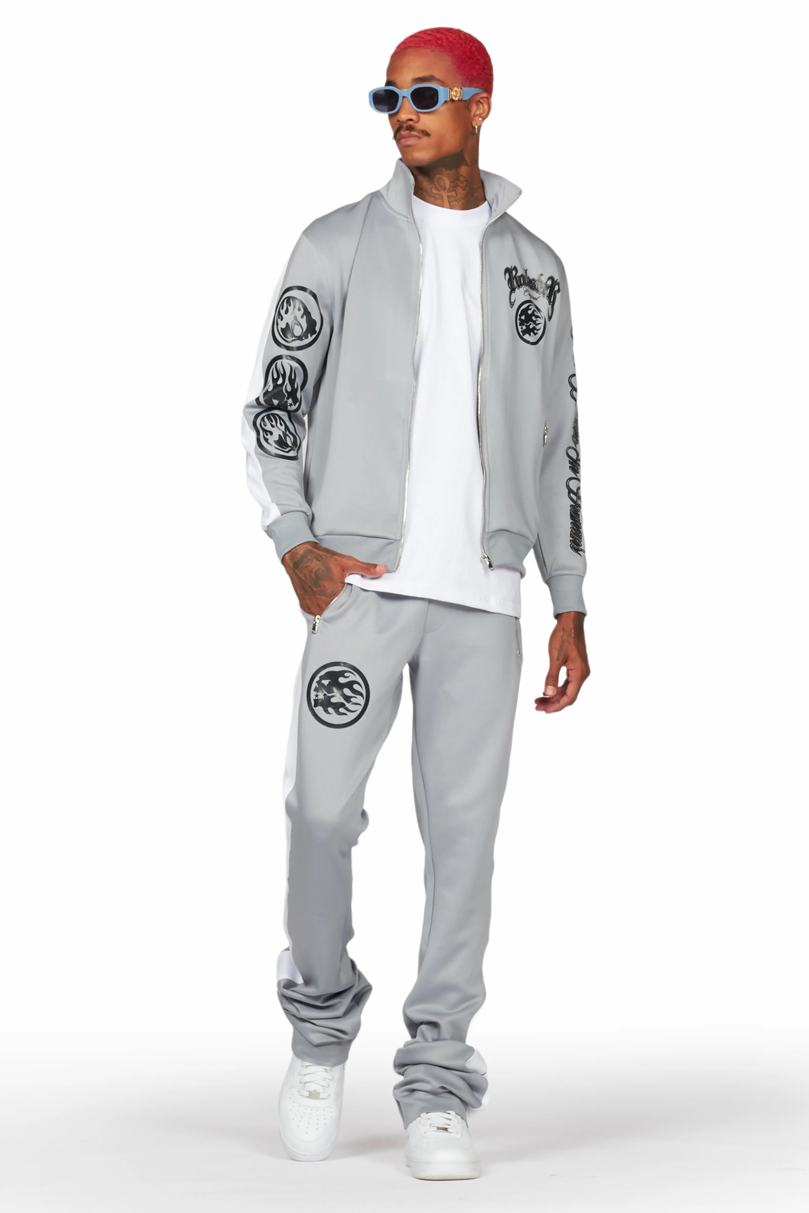 Easygoing Outfits Cian Grey Tricot Super Stacked Track Set
