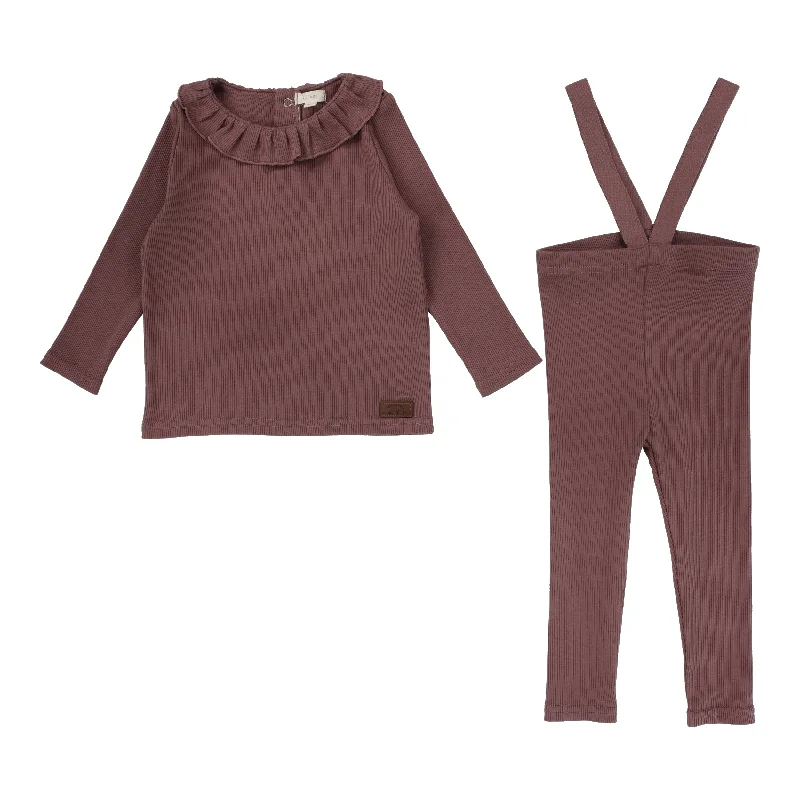 Fashion Wear Ruffle Collar Ribbed Set