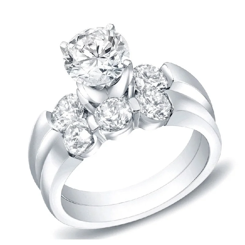 Multifunctional Style Auriya 14k Gold 2 1/2ctw Classic 3-stone Diamond Engagement Ring Set Multifunctional Style Auriya 14k Gold 2 1/2ctw Classic 3-stone Diamond Engagement Ring Set