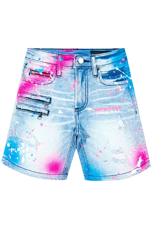 Soft Textures Kids Sable Printed Short-Blue