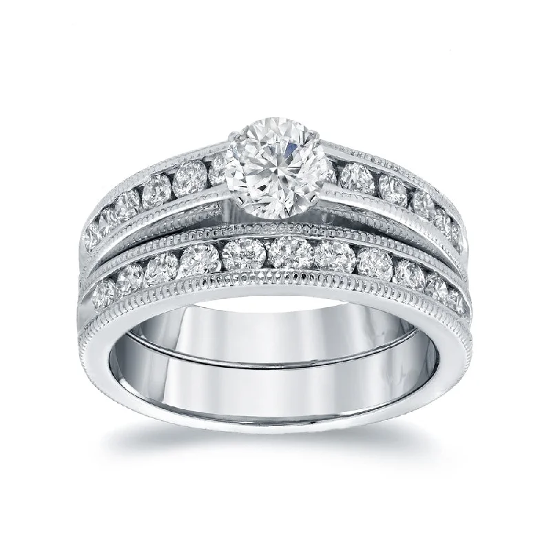 Age-reducing Style Auriya 14k Gold 1/2ctw Round Channel-set Diamond Engagement Ring Set Age-reducing Style Auriya 14k Gold 1/2ctw Round Channel-set Diamond Engagement Ring Set