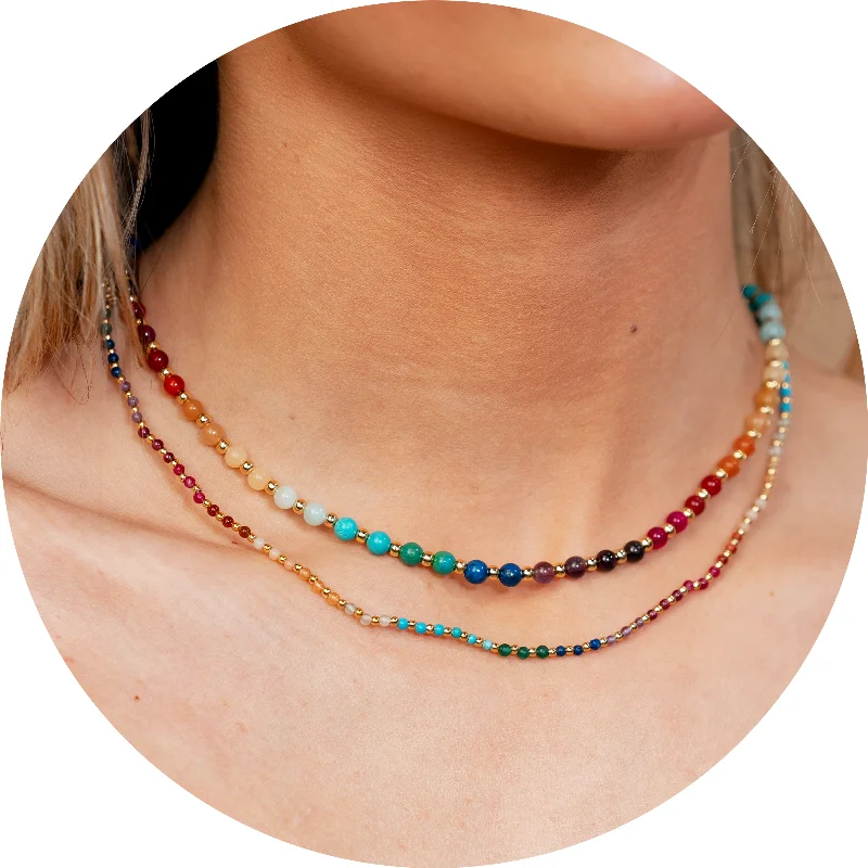 Urban Style Divine Healer 2mm + 4mm Metal Accent Necklace Stack