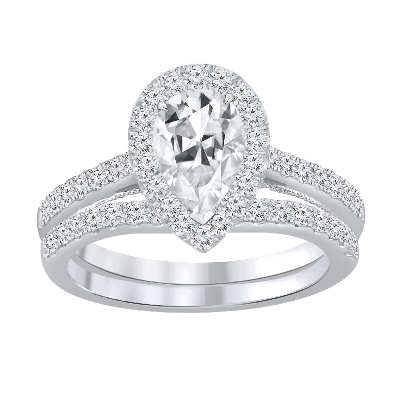 Trendy And Casual Auriya 1 3/4ctw Pear-cut Halo Diamond Engagement Ring Set 14k Gold Trendy And Casual Auriya 1 3/4ctw Pear-cut Halo Diamond Engagement Ring Set 14k Gold