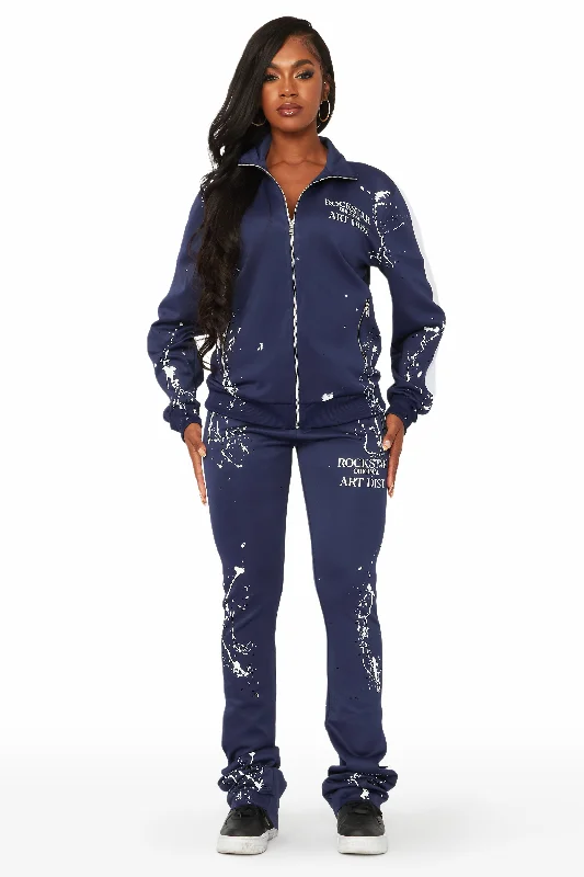 European And American Style Joelle Navy Drippy Stacked Trackset