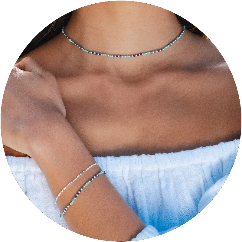 Elegant And Lazy Enlightenment + Wisdom 2mm Necklace + Layered Bracelet Set