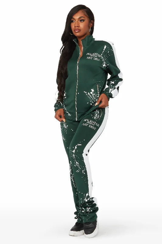 Luxury Temperament Joelle Green Drippy Stacked Trackset