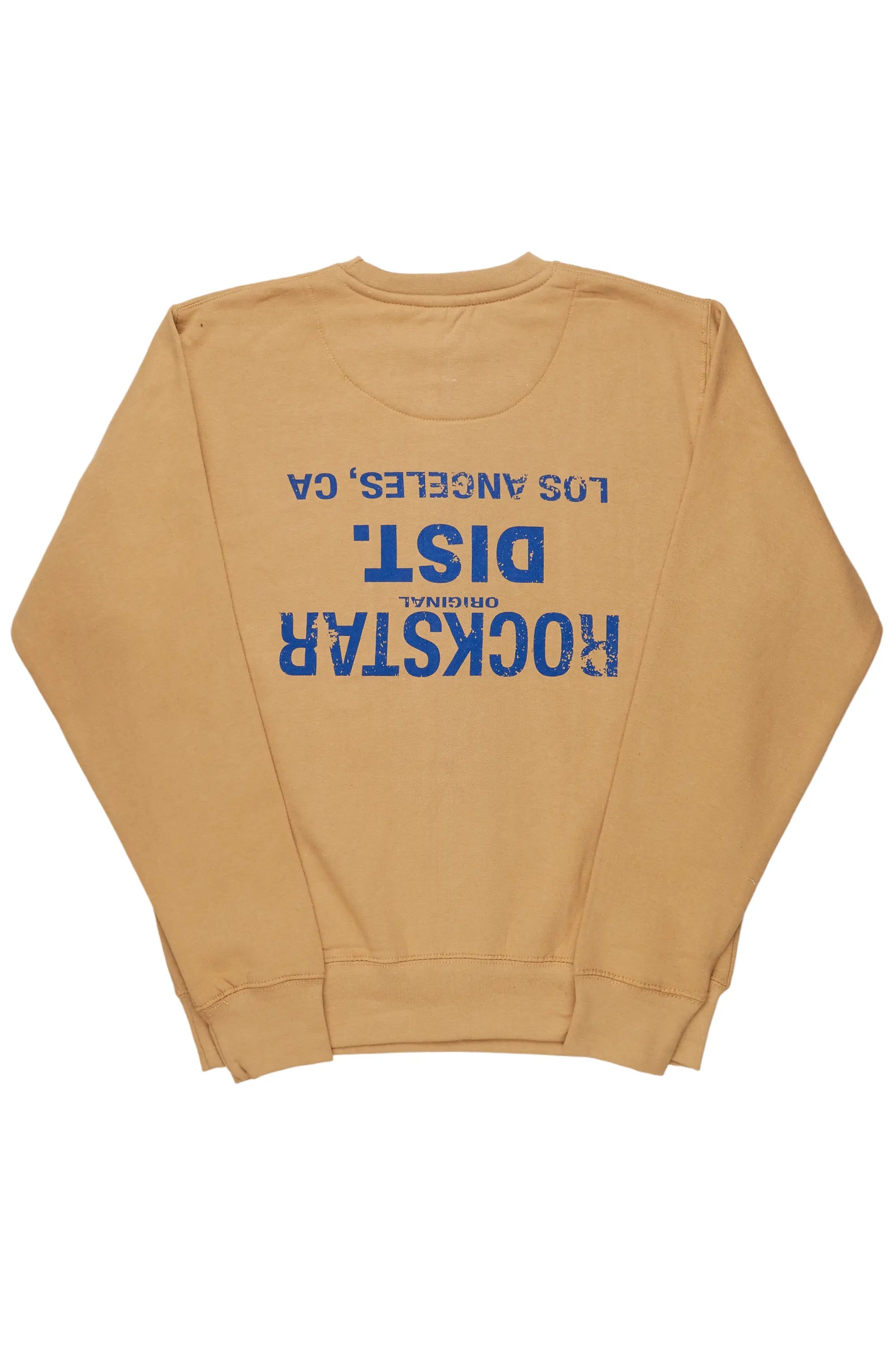 Simple Design Dist. Town Beige/Blue Graphic Crewneck