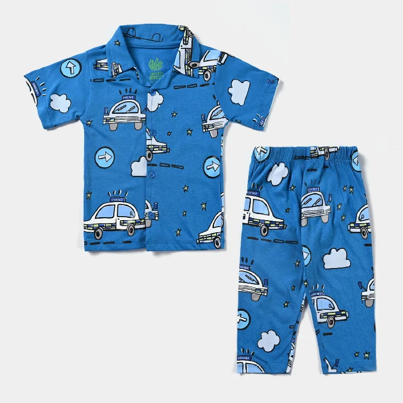 Relaxed Jackets Infant Boys Poly Cotton Jersey Knitted Night Suit Police-Blue