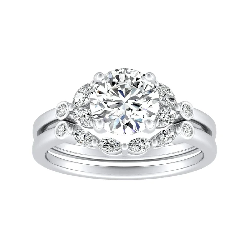 Basic Version 14k Gold 5/8ct TDW Floral Nature Inspired Round Diamond Engagement Ring Set by Auriya Basic Version 14k Gold 5/8ct TDW Floral Nature Inspired Round Diamond Engagement Ring Set by Auriya