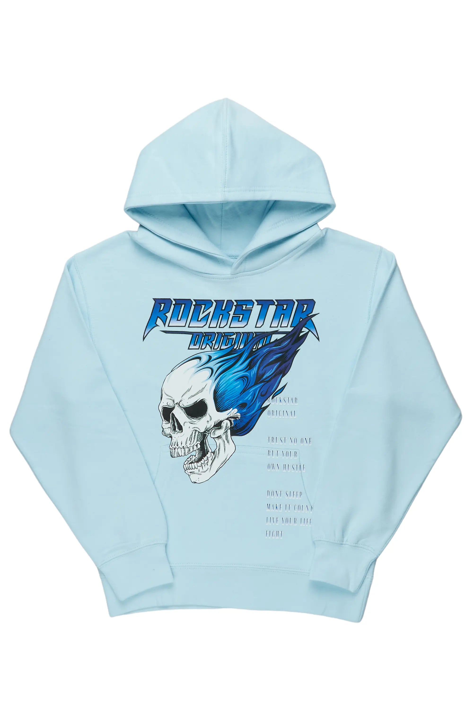 Soft Textures Boys Ozias Baby Blue Graphic Hoodie
