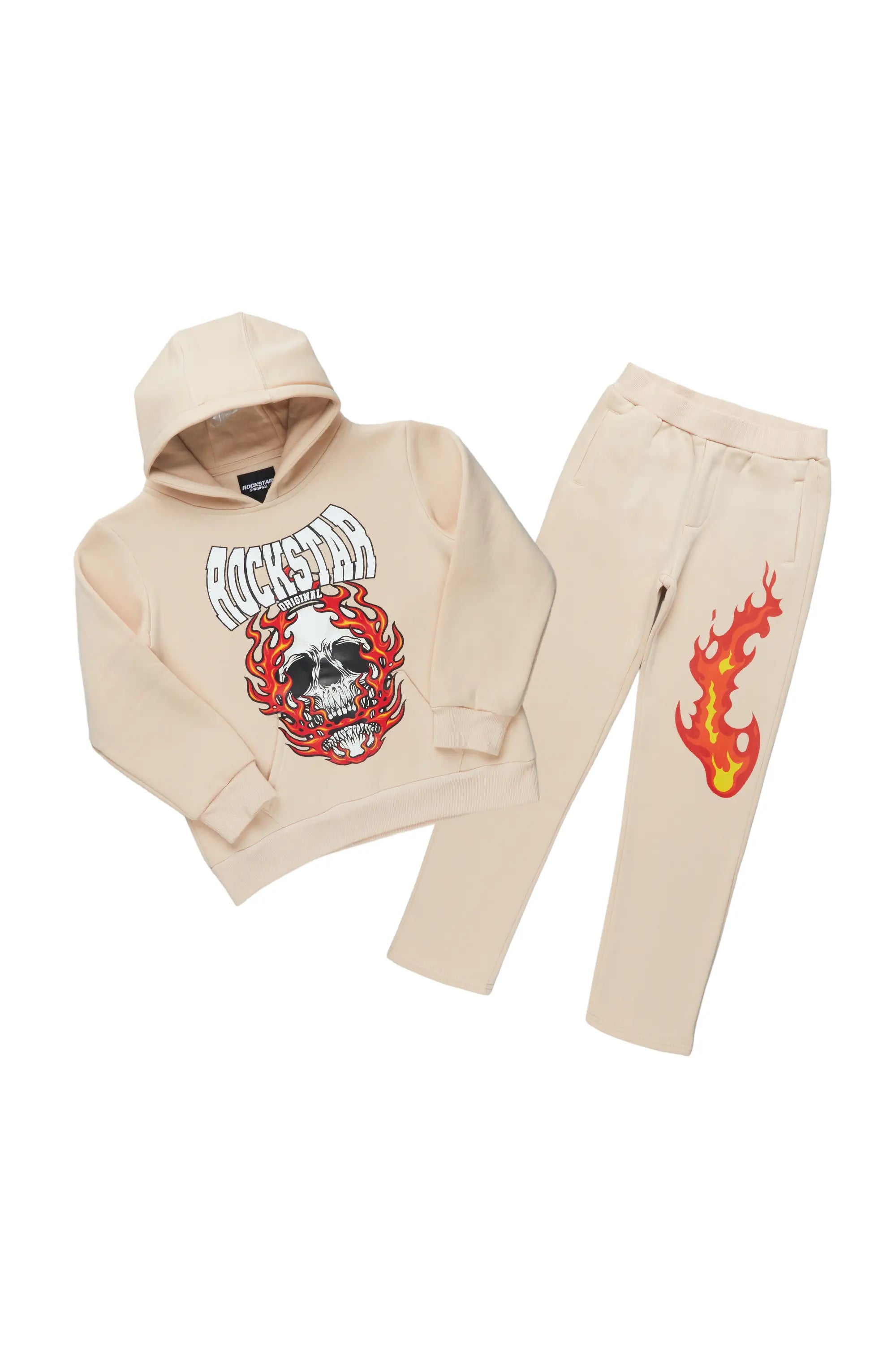 Effortless Looks Boys Kash Beige Slim Fit Track Set