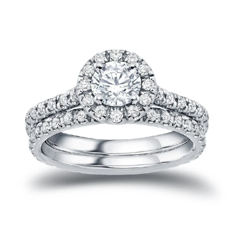 Must-have For Autumn And Winter Auriya 1 carat TW Round Halo Diamond Engagement Ring Set 14k Gold Must-have For Autumn And Winter Auriya 1 carat TW Round Halo Diamond Engagement Ring Set 14k Gold