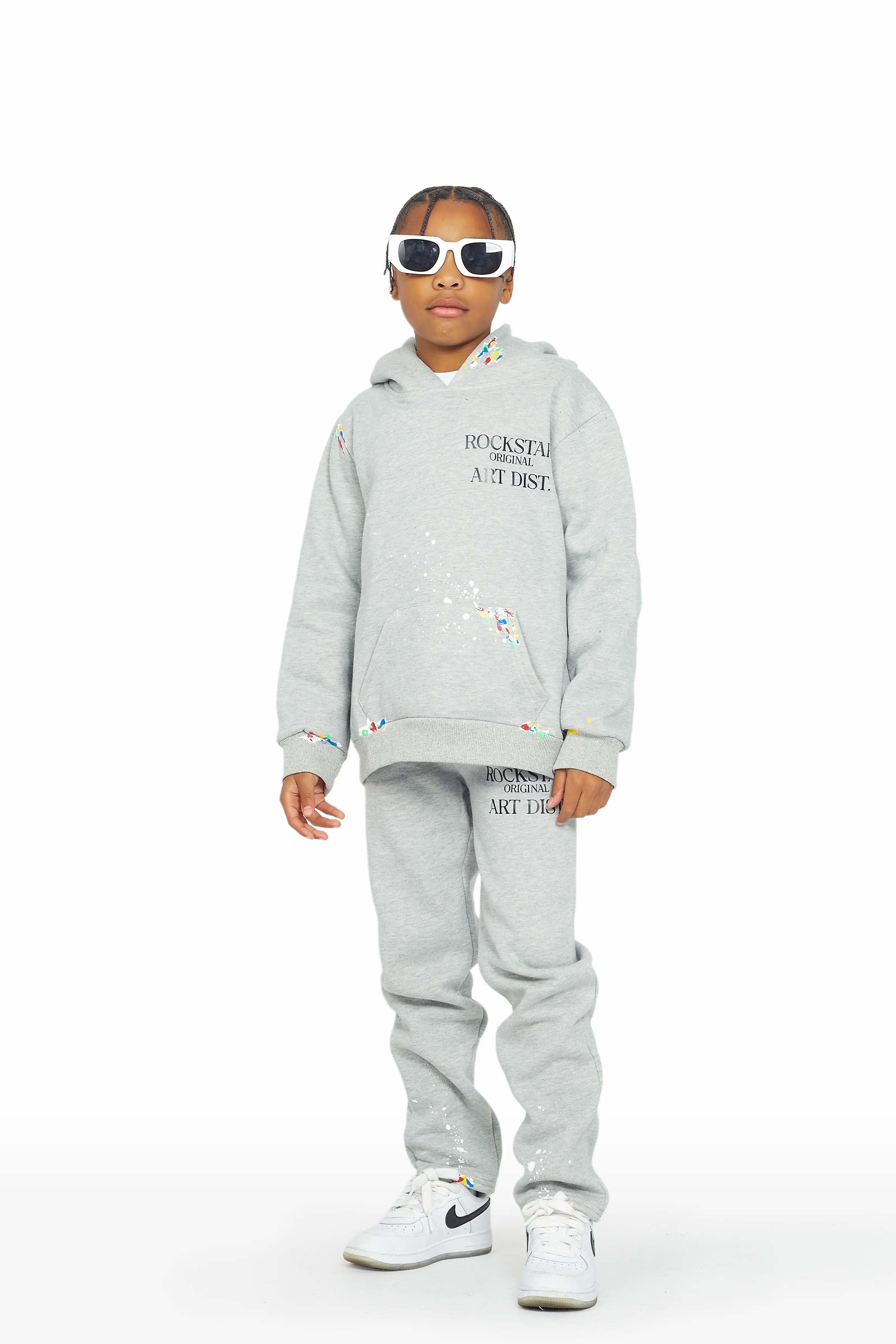 Breezy Comfort Boys Palmer Grey Hoodie Slim Fit Track Set