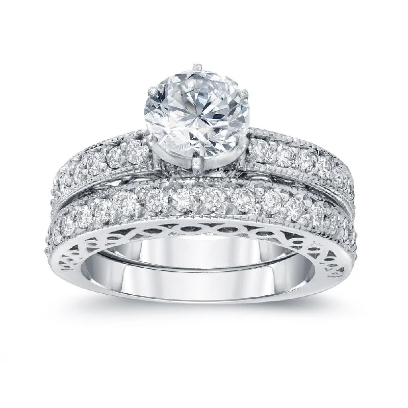 Personalized Design Auriya 14k Gold 1 1/2ctw Round Diamond Engagement Ring Set Certified Personalized Design Auriya 14k Gold 1 1/2ctw Round Diamond Engagement Ring Set Certified