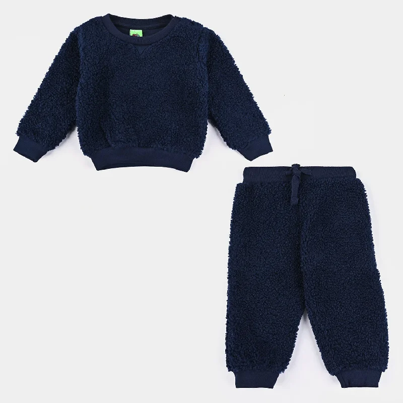 Girl Style Infant Boys Sherpa Suit -NAVY
