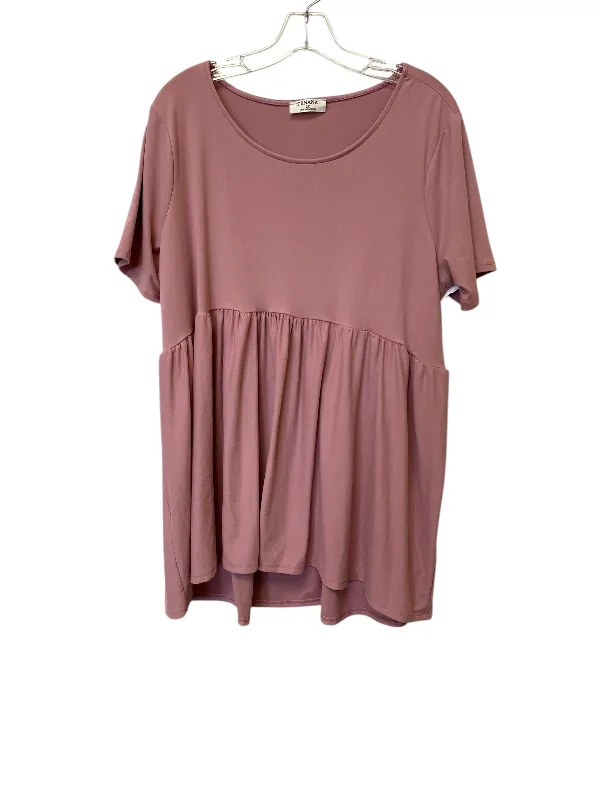 Effortless Comfort Top Short Sleeve By Zenana Outfitters In Pink, Size: 2x