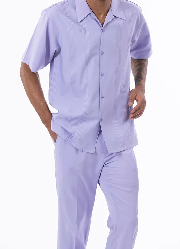 High-quality Design Lavender Tone on Tone Vertical Stripes Walking Suit 2 Piece Short Sleeve Set High-quality Design Lavender Tone on Tone Vertical Stripes Walking Suit 2 Piece Short Sleeve Set
