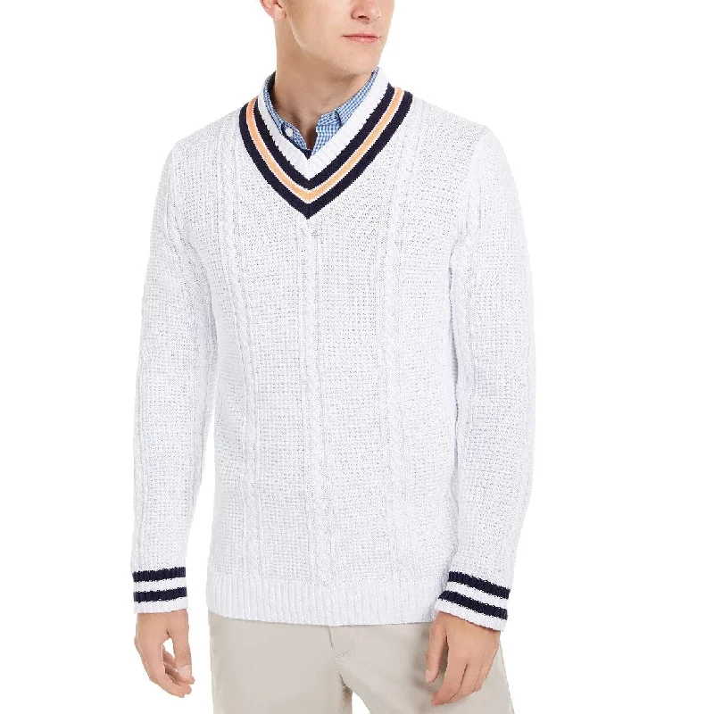 Urban Style Club Room Men's Textured Cricket Sweater White Size X-Large