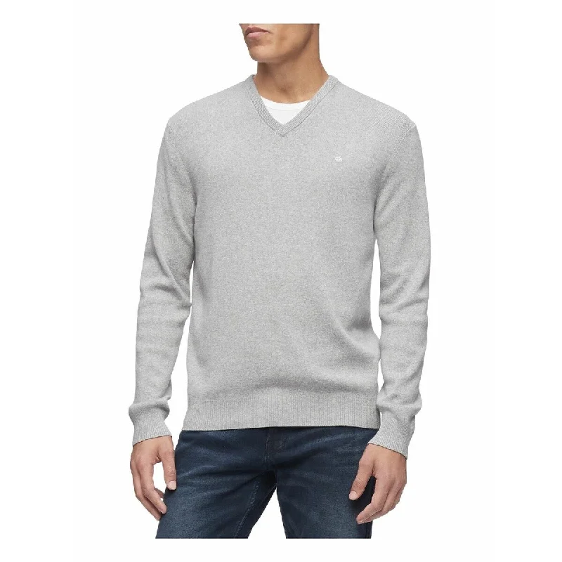 All-Day Wear Calvin Klein Men's Regular-Fit V-Neck Sweater Silver Size Extra Large - X-Large All-Day Wear Calvin Klein Men's Regular-Fit V-Neck Sweater Silver Size Extra Large - X-Large