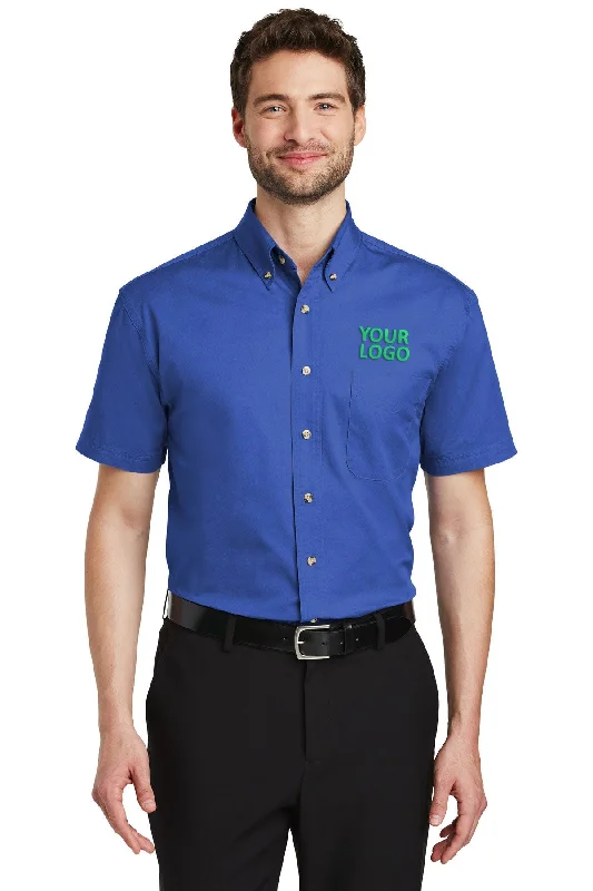 Comfortable Chic Port Authority Short Sleeve Custom Twill Shirts, Faded Blue
