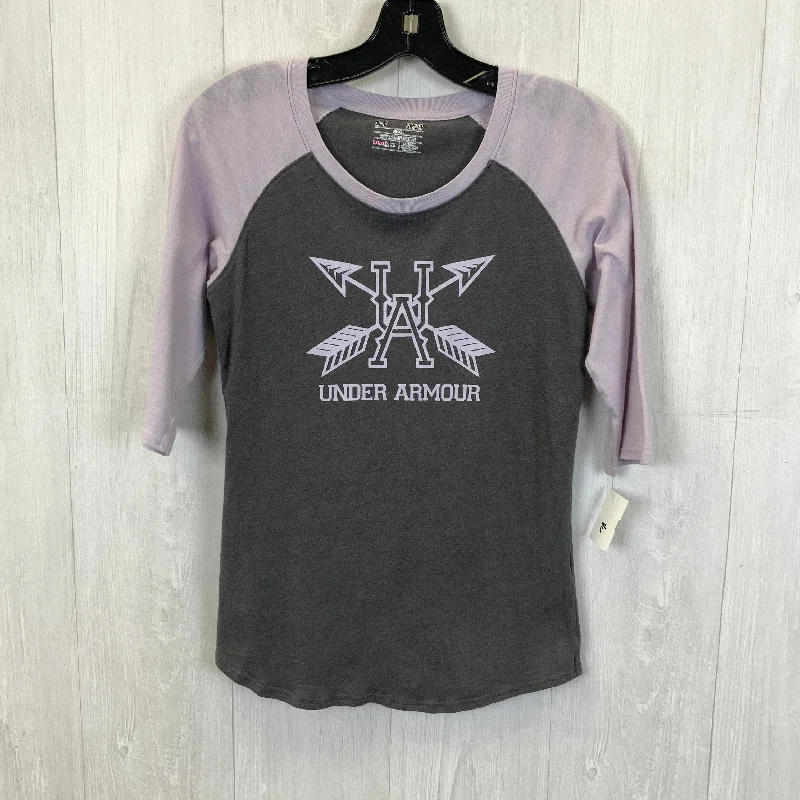 Free And Comfortable Athletic Top Short Sleeve By Under Armour In Grey & Purple, Size: S