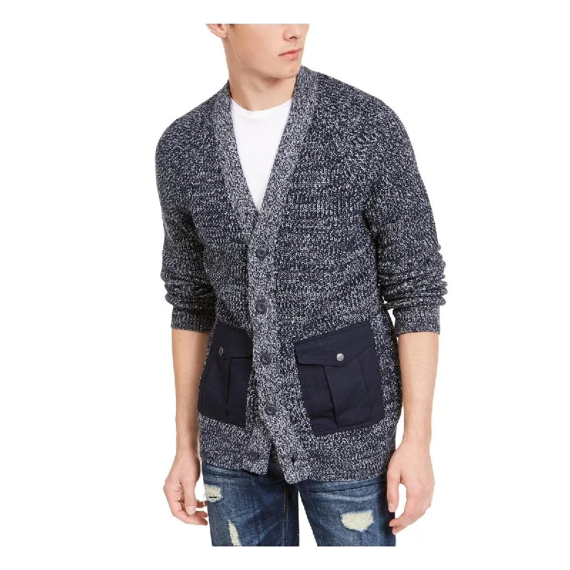 Layered Style American Rag Men's Links Cardigan Navy Size Large