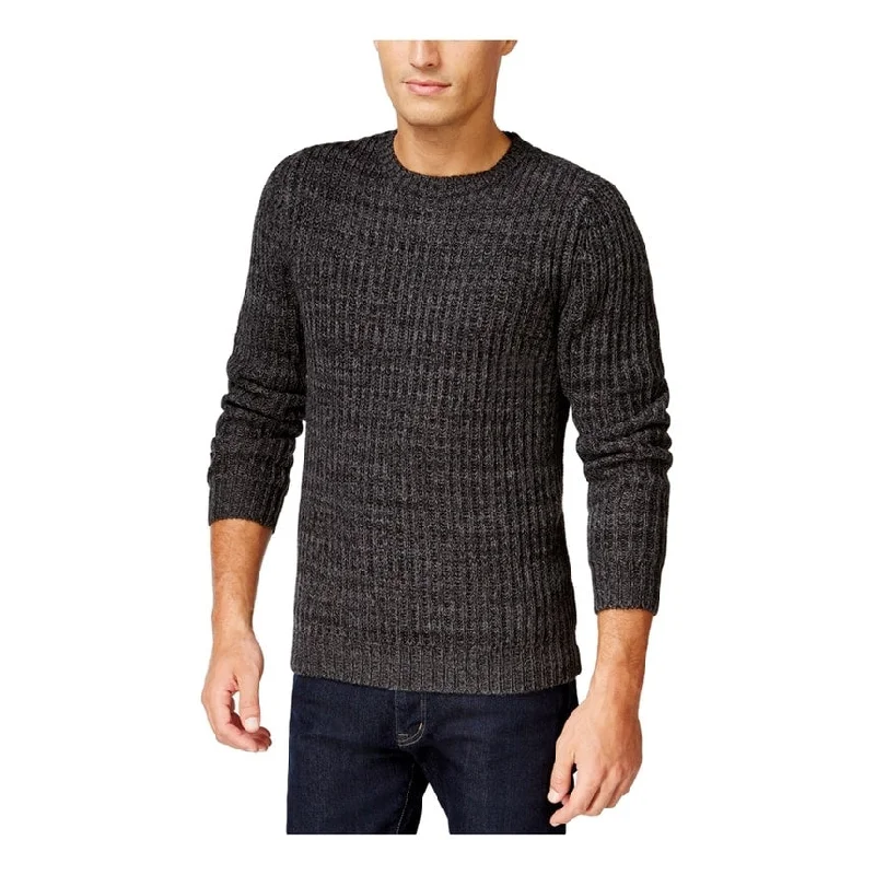 Club Room Mens Marled Textured Pullover Sweater, Black, X-Large